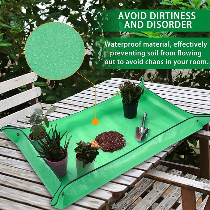 Plant Repotting Mat,Extra Large Waterproof Potting Mats,Foldable Potting Mat for Indoor Plant Transplanting and Dirt Control,Portable Gardening Mats for Repotting(43''*30'',Green)