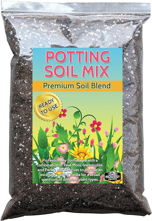 Premium Potting Soil Mix with Peat Moss, Vermiculite, Perlite (Made in USA) (4 Dry Quarts)