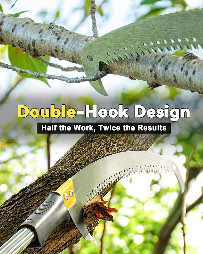 8.5FT Pole Saw with Adjustable Length for Tree Trimming, Lightweight Manual Pruning Saw with Mn Steel Blade, Long Extension Branch Cutter Pole Pruner for Yard, Garden, Patio and Forestry Use