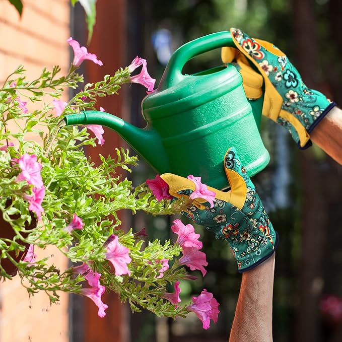 Bamllum Leather Gardening Gloves for Women - Working Gloves for Weeding, Digging, Planting, Raking and Pruning