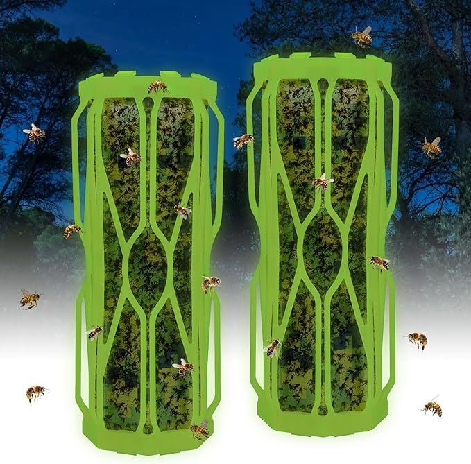 Wasp Traps Outdoor Hanging with Fluorescent, Carpenter Bee Traps for Outside, Fly Traps Outdoor/Indoor, Wasp Fly Catcher Killer Hunter for Hornet, Gnat, Mosquito, Flying Insect, 2 Pack