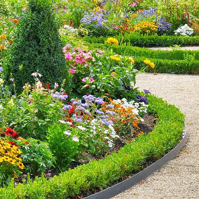 Garden Edging,33ft Landscape Edging Borders Garden Border Edging【4 INCH Hight】 Flexible Lawn Edging Include 30 Stakes,Paver Edging for Yard, Lawn, Gardens(Grey)