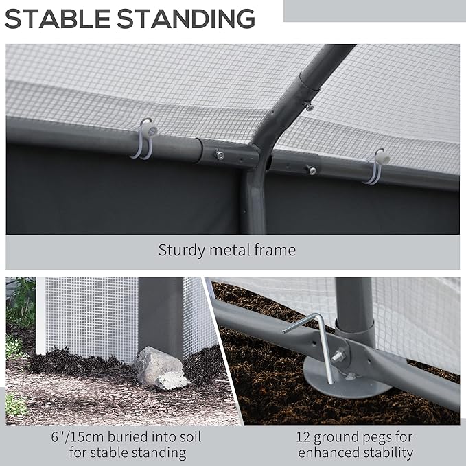 Outsunny 8' x 6' x 7.5' Walk-in Greenhouse, Outdoor Gardening Canopy with 6 Roll-up Windows, 2 Zippered Doors & Weather Cover, White