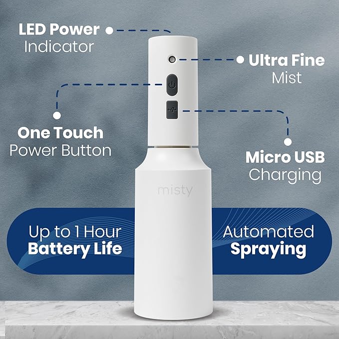 Automatic Electric Spray Bottle Mister - Continuous Rechargeable Battery Sprayer for Misting Plants, Household Cleaning, Hairstyling (25 oz)