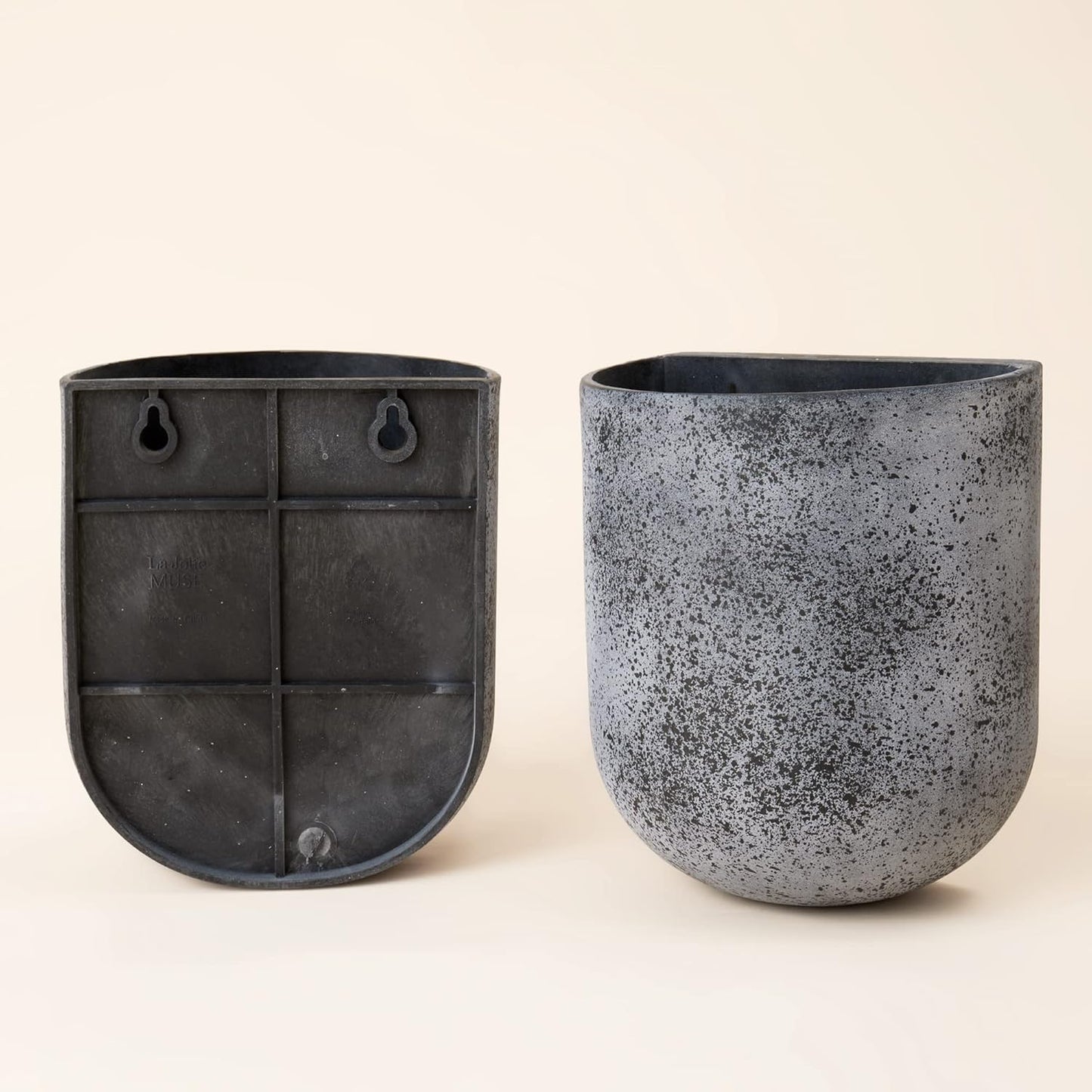 LA JOLIE MUSE Wall Hanging Planters for Indoor Plants，Hanging Flower Pots for Air Plants Succulent, Set of 2, 5.7L*4.1W*7H, Rock Gray