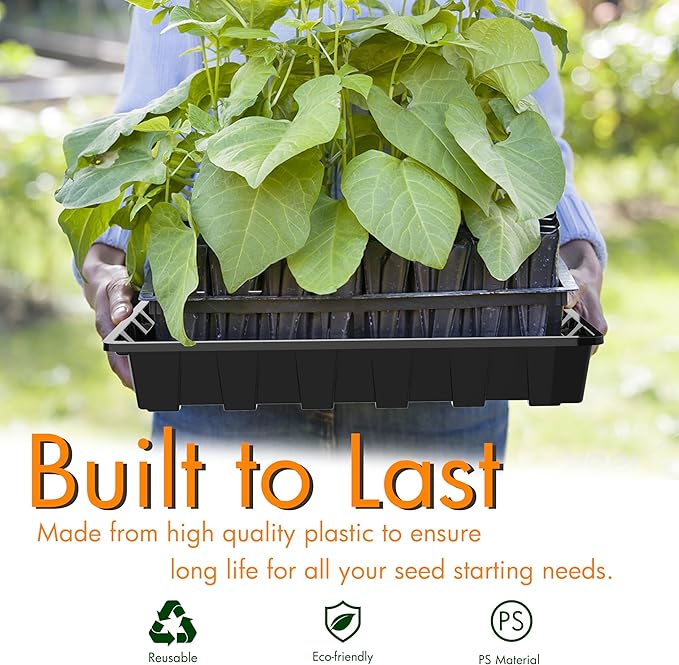 Gardzen 10 Pack Seed Trays, Reusable Plant Grow Trays, Ideal for Seed Starting, Microgreens, Indoor Gardening, and Greenhouse Plant Nurseries - No Drain Holes, 14.5"x9"