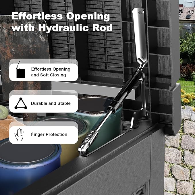 320 Gallon Outdoor Storage Box, Large Outdoor Deck Box,Waterproof & UV Resistant Resin Storage Box Lockable for Patio Cushions, Gardening Tools, Pool Accessories(Black)