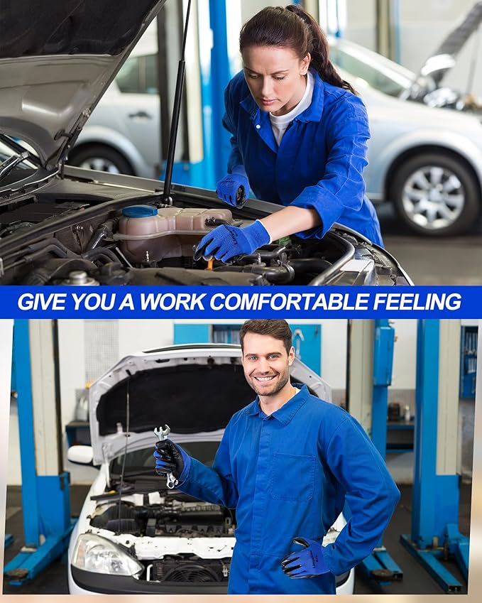 Maxcheck 54 Pairs PU Coated Gloves Bulk, Reusable Rubber Safety Gloves for Men Women Work Warehouse, Mechanic, Woodworking