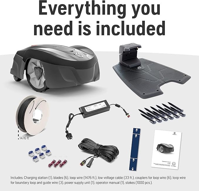 Husqvarna Automower 115H 4G Robotic Lawn Mower with Patented Guidance System, Automatic Lawn Mower with Self Installation and Ultra-Quiet Smart Mowing Technology for Small to Medium Yards (0.4 Acre)