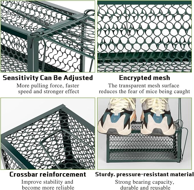 Qualirey 2 Pcs Humane Rat Trap Chipmunk Rodent Mouse Squirrel Trap Small Live Animal Mouse Voles Hamsters Live Cage Rat Mouse Cage for Mice Easy to Catch and Release (Green)