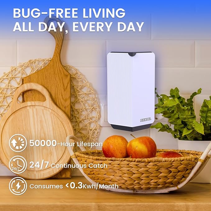 Fly Trap Indoor, 2025 Upgraded UV & Blue Light Flying Insect Trap, Plug in Fly Killer & Indoor Bug Catcher for Gnats, House & Fruit Flies, Mosquito(1 Device & 2 Cartridges)