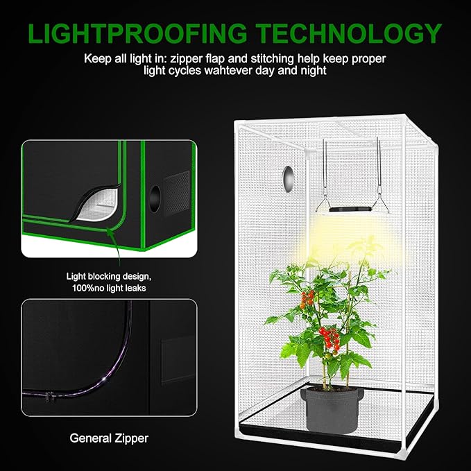 MELONFARM Small Grow Tent for Aerogarden，18”x18”x48” ，Hydroponics Growing System ，Highly Reflective 600D Diamond Mylar Canvas with Ventilation window and Floor Tray for Hydroponic Indoor Plant Growing
