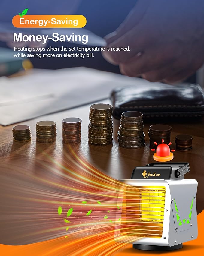 1500W Greenhouse Heater with Thermostat, Portable Outdoor Heater with Smart APP Remote Control for Green House, Garage, Grow Tents, Plants & Vegetables