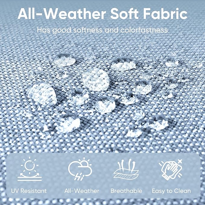 9-Piece Outdoor Patio Cushion Set - Fade & Water Resistant with Removable Olefin Cover, 22x24x4 Inch Memory Foam Cushions for Wicker Sectional Sofa – Baby Blue/Buckle