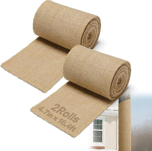 ANPHSIN Natural Jute Burlap Tree Wraps for Winter Protection - 4.7in × 16.4ft Burlap Rolls, Tree Trunk Guard Wrap, Plants Antifreeze Bandage to Protect Bark & Keep Plants Warm, 2 Rolls
