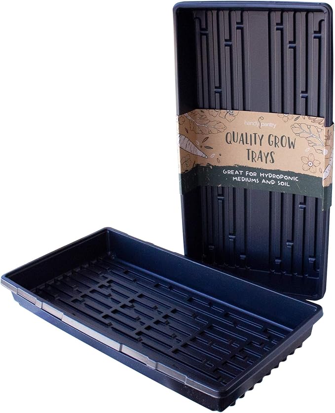 5-Pack 1020 Garden Growing Trays without Drain Holes - 10" x 20" Plastic Plant Trays No Holes - Wheatgrass Sprouting Tray, Microgreens Seed Tray, Hydroponic Trays, Nursery Flats, & Greenhouse Supplies