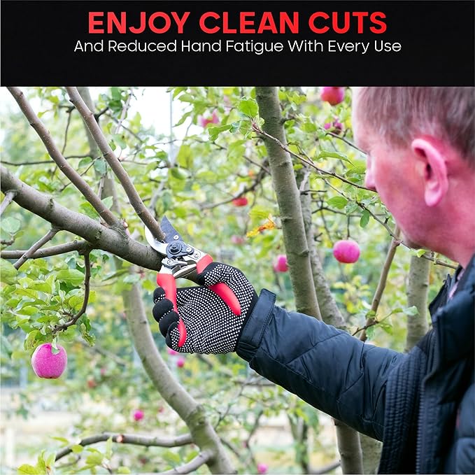 HortiSnip 8-Inch Bypass Pruning Shears, Professional Garden Shears with Sharp Steel Blade, Heavy Duty Pruners for Gardening, Plant Trimming, Cutting Stems & Branches