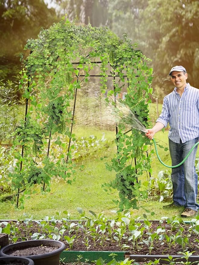 7FT Garden Arch Trellis for Climbing Plants Outdoor, Kalolary Extra Large Garden Tunnel Trellises Metal Cucumber Trellis Indoor for Climbing Vines Vegetable Garden Squash Arbors Plant Support