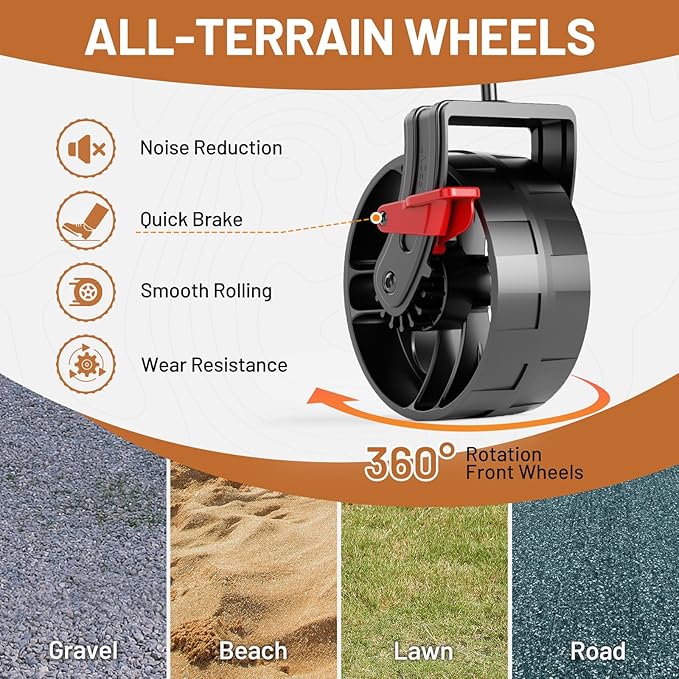 TIMBER RIDGE 400L Large Capacity Folding Double Decker Wagon with Brakes, 54" Extra Long Extender Wagon Cart, 450lbs Heavy Duty Collapsible Cart, All-Terrain Big Wheels for Camping, Sports, Shopping