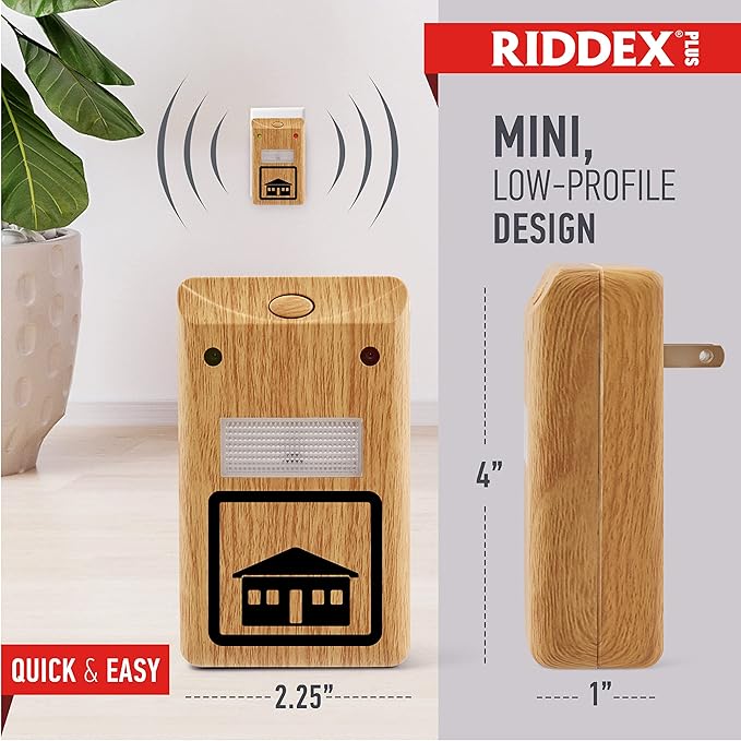 RIDDEX Plus Insect Control- Plug in, Mouse Deterrent - Pest Control for Defense Against Rats, Mice, Roaches, Bugs and Insects (Wood)