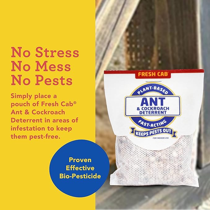 Fresh Cab Ants & Cockroaches Deterrent - Indoor Botanical Pest Control - Safe for Kids & Pets When Used as Directed - Made with Peppermint Essential Oil - 4-Pack