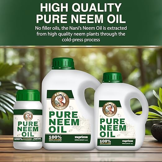 Nani's Pure Neem Oil for Plants Concentrate - Dilute for Use as Organic Neem Oil Spray for Plants, Outdoor & Indoor Use - 100% Cold Pressed - Horticultural Enhanced Plant Health & Shine Need (34 oz)