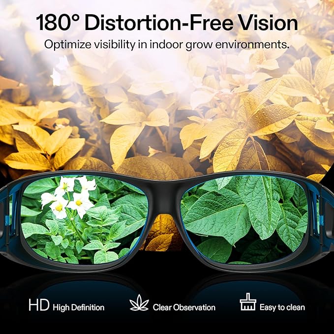VIVOSUN Indoor Hydroponics Anti UVA and UVB Grow Room Glasses Goggles with Glasses Case, Blue