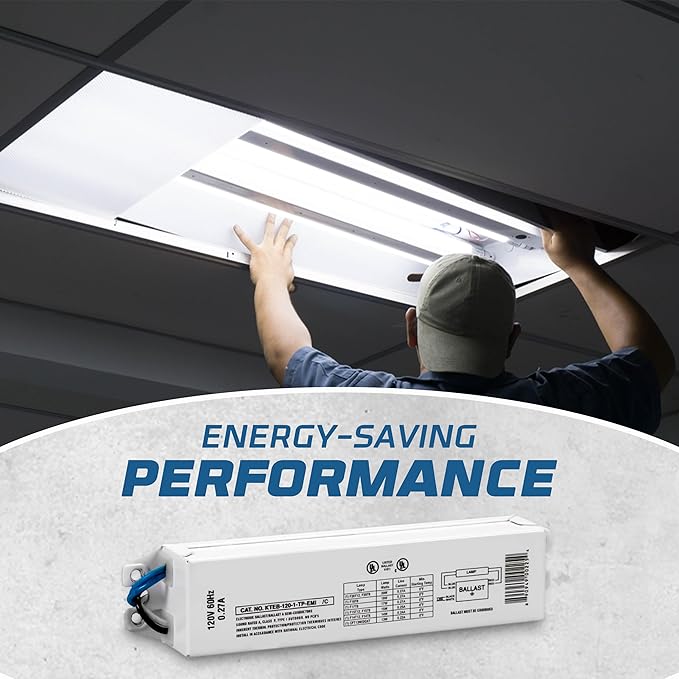 Replacement for Keystone KTEB-120-1-TP-EMI 1 Lamp T12 Electronic Fluorescent Ballast | 120V Input with Instant Start Operation | 0.90 Ballast Factor, UL-Approved