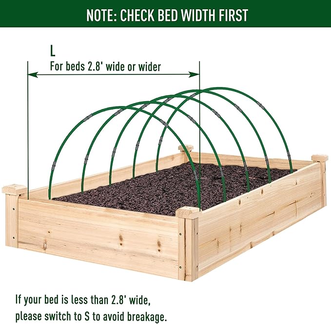 MAXPACE Greenhouse Hoops for DIY 2.8ft or Wider Grow Tunnel, Rust-Free Fiberglass Support Hoops Frame for Garden Fabric, DIY Plant Support Garden Stakes, Gardening Supplies, 25pcs