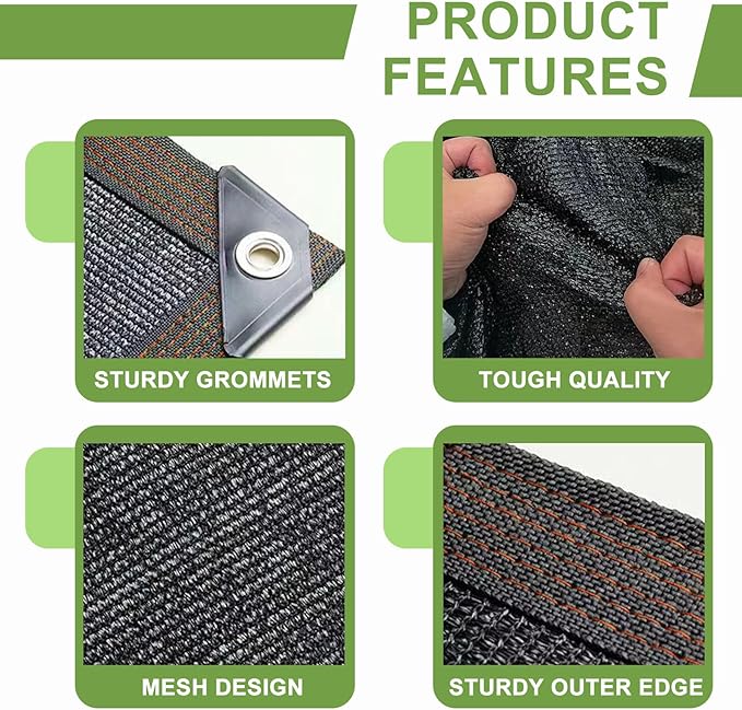 DGSL 30% Shade Cloth Garden Shade Mesh Net with Grommets - 10Ft x 20Ft Sun Shade Cover for Pergola, Patio Plants, Greenhouse, Chicken Coop, Outdoor