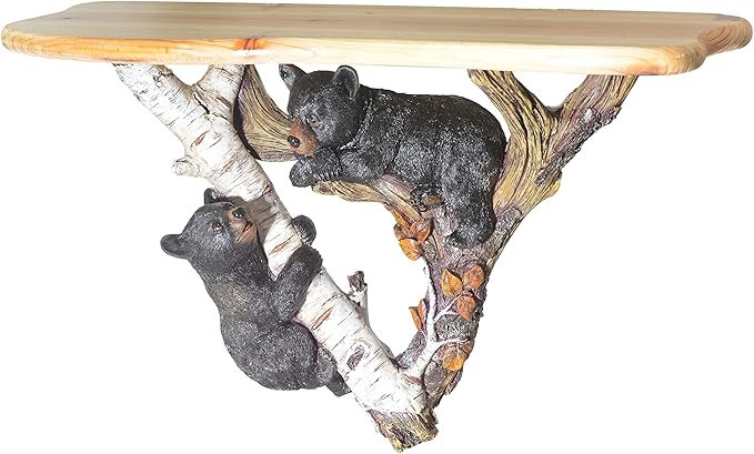 Black Forest Décor Bear on Tree Wall Shelf