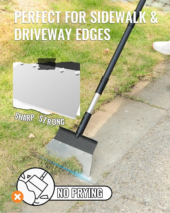 Garden Flat Shovel, Heavy Duty Multifunctional Cleaning Shovel with 60" Adjustable Long Handle, Metal Floor Scraper Tool for Lawn Edging, Weeding, Scraping, Digging, Ice & Snow Removal