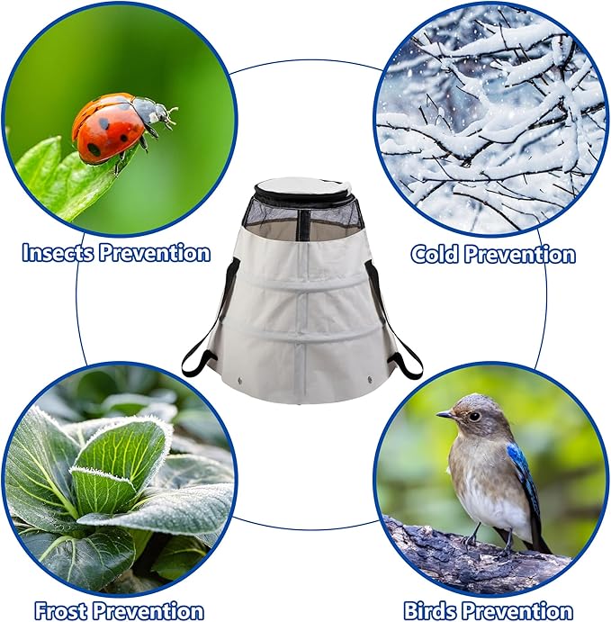 Winter Rose Protective Cover, 600D Winter Rose Cones Protection with Stakes, Reusable Freeze Protection Roses Collar for Protecting Outdoor Plants from Wind Frost Animal Eating