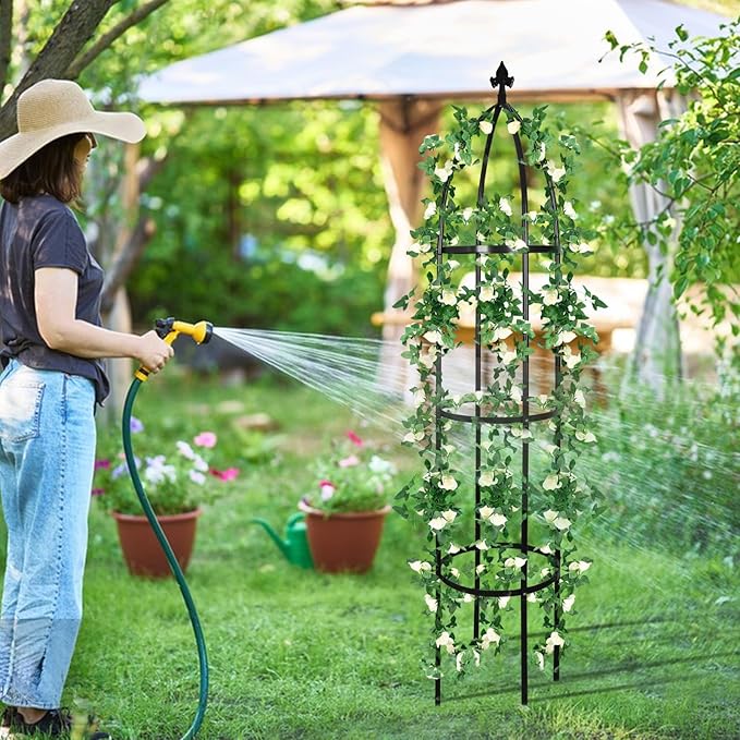 Garden Obelisk Trellis for Climbing Plants Outdoor 6.3 Feet Tall Rose Heavy Duty Metal Trellis Plant Support for Vines Clematis Flowers, Bronze