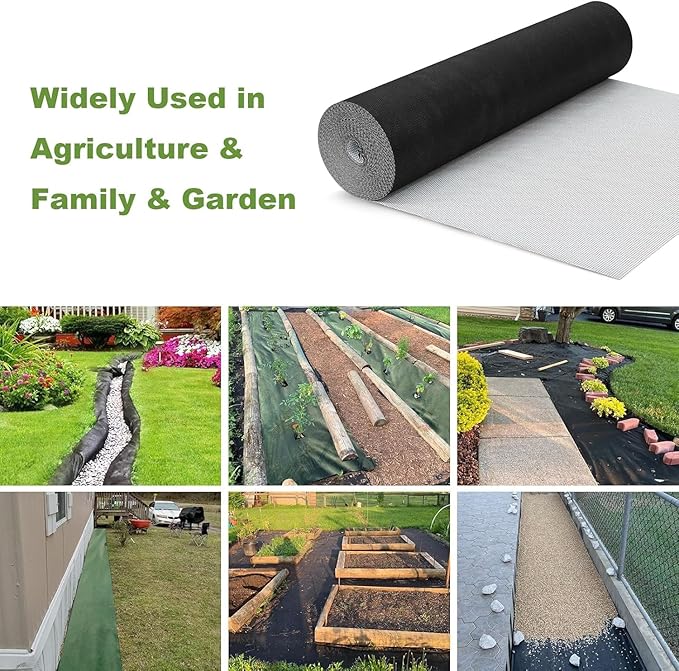 3x50ft Weed Barrier Fabric & Landscape Fabric,5.8oz Heavy-Duty Non-Woven Ground Cover, Easy Setup Weed Control Mat for Garden, Yard, Farm, Orchard, Fruit Trees