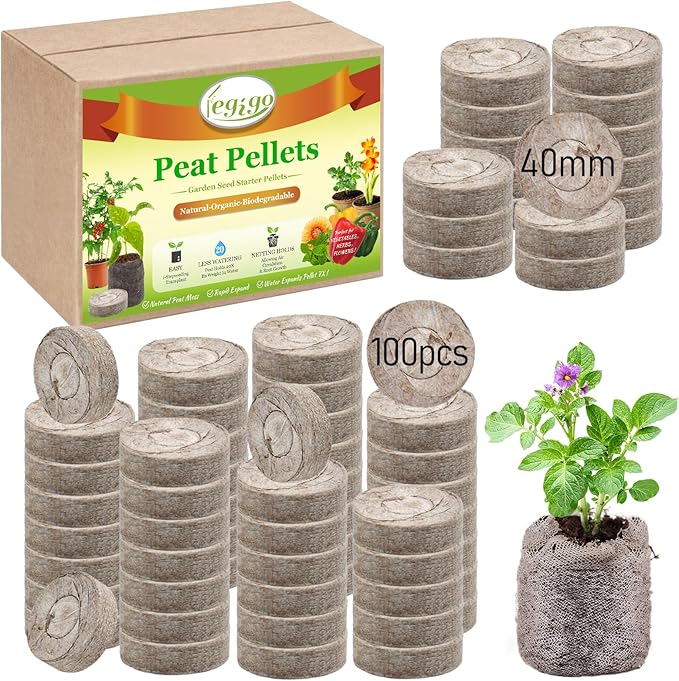 Legigo 100 Pcs 40mm Seed Starter Peat Pellets Pods for Seedlings- Compressed Seed Starting Pellets Seed Starter Pods Plugs Soil Peat Pods for Starting Seeds, Garden Planting Herb Flower Vegetables