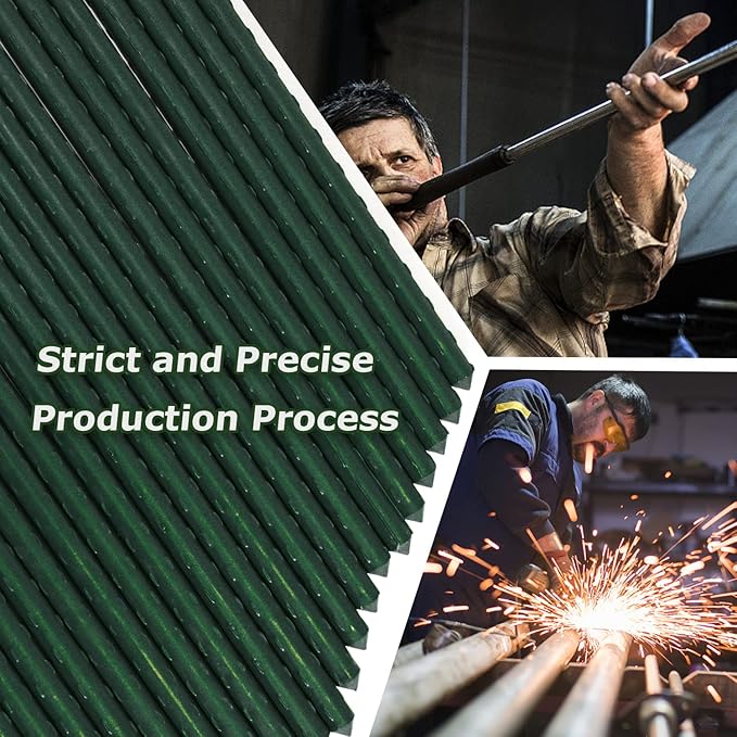 25pcs Steel Plant Stakes 4 Feet,Sturdy Plant Sticks, Plastic Coated Metal Garden Stakes Supports Climbing for Tomato, Bean, Flowers, Tree Potted