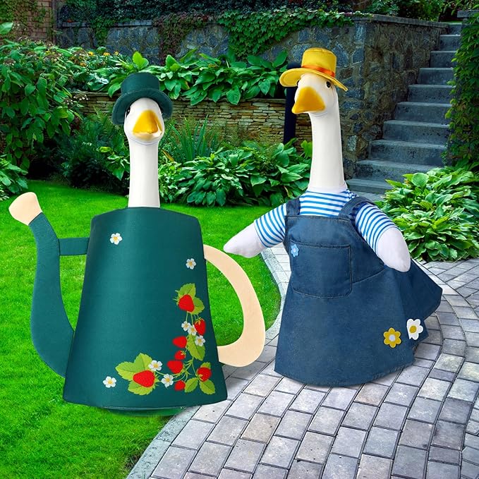 Frienda 2 Set Garden Porch Goose Outfit Clothes for 23" High Cement or Plastic Goose, Garden Yard Cement Geese Duck Clothes Costume for Fall Halloween Outdoor Yard Patio Decor