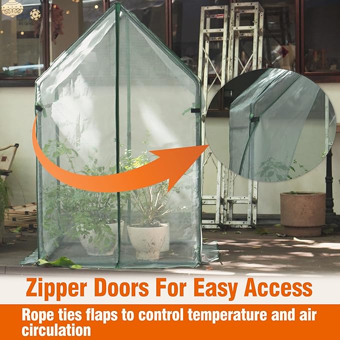Gardzen Mini Greenhouse with Mesh Cover, Portable Outdoor Greenhouse, Enhanced Ventilation, Ideal for Spring, Summer & Fall 36.2"(L) x36.2(W) x59.5(H)