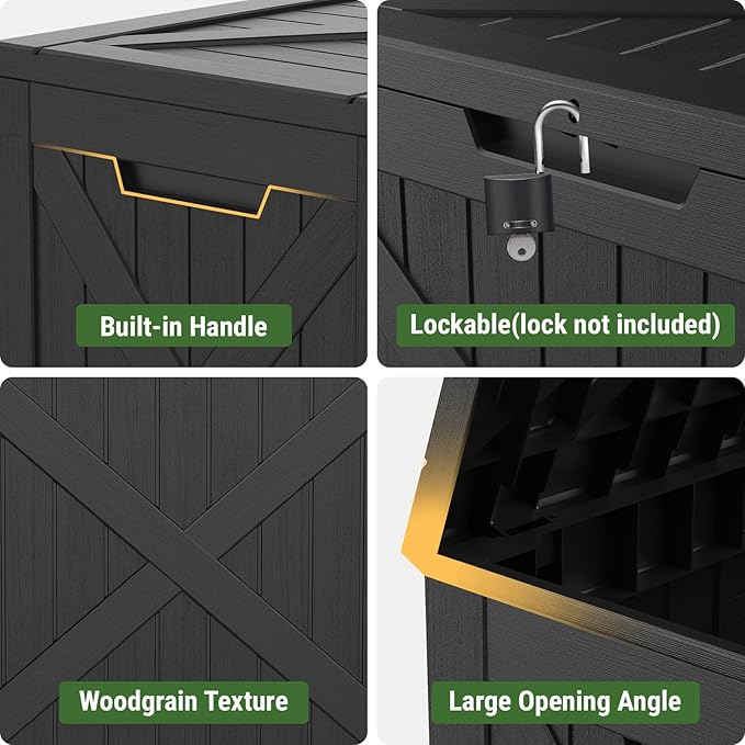 Mars Villa Deck Box, Outdoor Storage Box 31 Gallon, Waterproof Weatherproof and UV Resistant Resin Storage Bin with Lockable Lid, Ideal for, Patio Furniture Cushions, Pool Supplies, Garden Tools