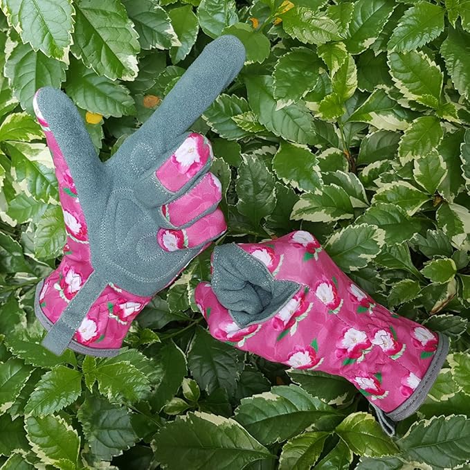 SKYDEER Premium Genuine Deerskin Suede Women's Gardening Gloves, Ultra-Soft Padded, Comfort Fit for Work (SD6612/M)