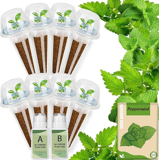 Herb Seed Pods Kit Hydroponic - Refill Pod for All Indoor Garden, 8 Grow Pods with Seeds of Peppermint, Compatible with All Hydroponics Growing Systems