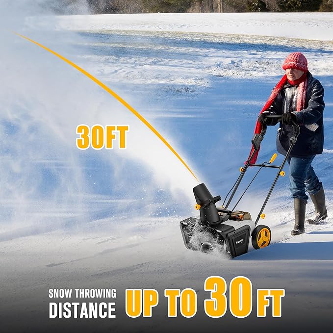 Cordless Snow Blower Compatible with DeWalt 20V Battery(Tool Only), 20'' Brushless Electric Snow Thrower with Rotating Chute, 2 X 20V Battery Powered Snow Blower for Driveway Sidewalk Snow Removal