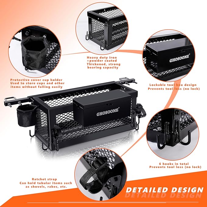 Heavy Duty Tractor Tool Box 24"x 10"x 10" Multi-Function Tractor Accessories, Suitable for Most Tractors and Zero Turn Mower