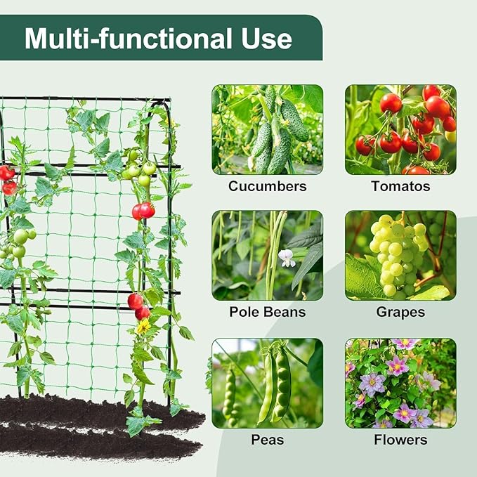Garden Cucumber Trellis for Climbing Plants Outdoor, 65 x 48 inch U-Shaped Garden Arch Trellis, Pea Tomato Cucumber Trellis for Garden Raised Bed, 120x160-BLK