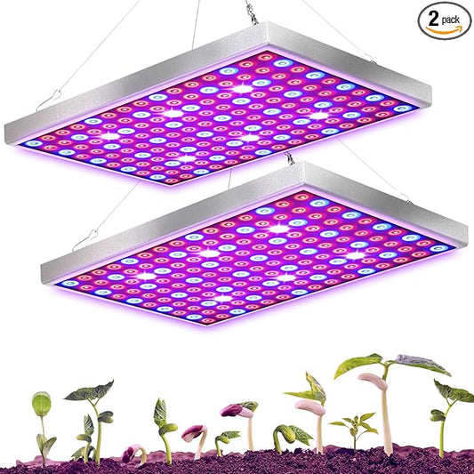 Diboys LED Grow Light for Indoor Plants, 45W Plant Lights Full Spectrum Panel Grow Light for Seedlings, Succulents, Micro Greens, Vegetable and Flower, 2 Pack