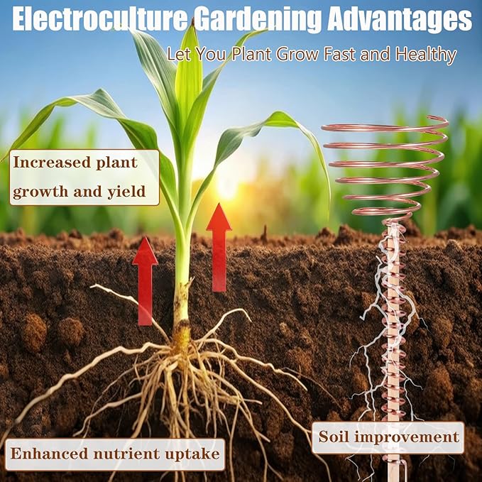 Electroculture Gardening Copper Kit with 12 pcs Wooden Plant Stakes Antennas, 16 Gauge 32.8 Ft 99.9% Pure Copper Wire, 2 pcs Fibonacci Coil Winding Jigs for Garden Plants Vegetables Growing
