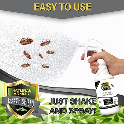 Roach Killer and Peppermint Repellent for Roaches & Cockroaches -All Natural & Safe Spray for Indoor/Outdoor Infestations - Natural Armor Roach Shield, 128 Oz Gallon, Ready to Use w/Trigger Sprayer