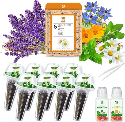 Lavender Seed Pod Kit, 8 Pod Kit (Include Seed Mint/Chamomile/Holy Basil/Borage/Calendula/Lavender) Fresh Tea Seed Pod Kit Compatible with Hydroponics