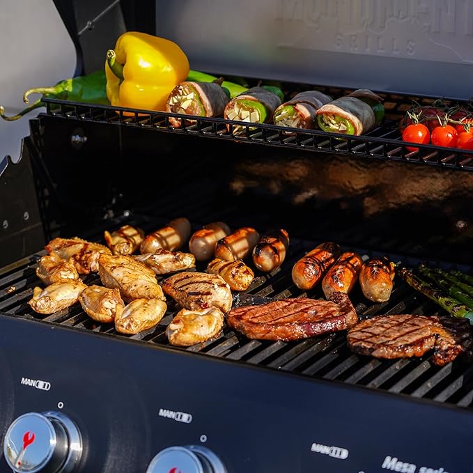 Monument Grills 4+1 Outdoor Barbecue Stainless Steel 4 Burners & 1 Side Burner Propane Gas Grill, 52,000 BTU Patio Garden Barbecue Grill with Knob Controls, Mesa425, Black